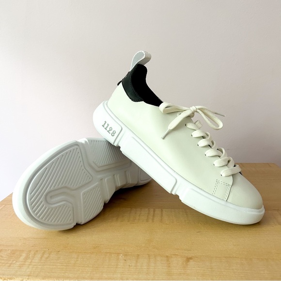 SCHUTZ + FIEVER Sneakers Melrose Black & Off-White Leather /Size Brazil 38 /US 9 - Picture 4 of 13